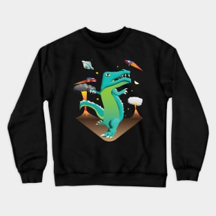 Space Dinosaur Versus UFO Crewneck Sweatshirt